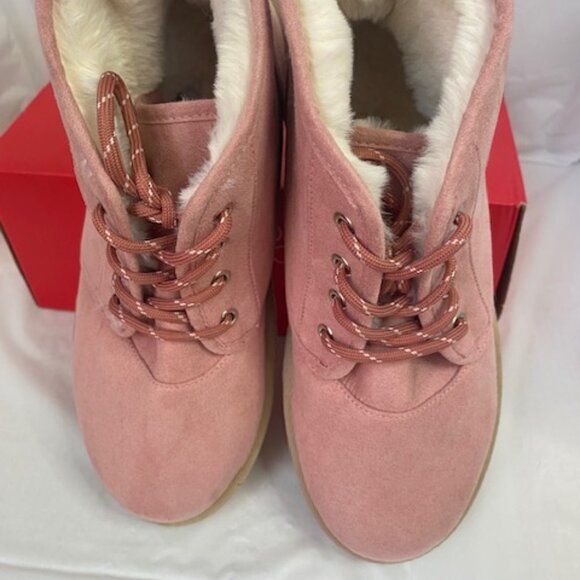 ocean + coast Women's Pink faux-suede lace-up ankle Boots, Size 10 (NEW) - Picture 2 of 7